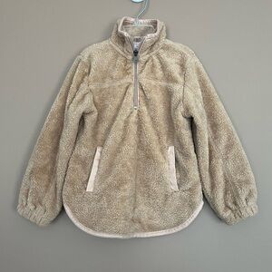 {Pink Lily} 1/4 Zip Pullover Fleece in Tan - Girls XS